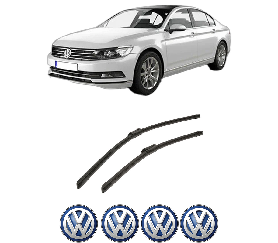 Set stergatoare auto Volkswagen PASSAT B8 (3G2, CB2) din 2014-2024, pentru parbriz auto, 2 bucati, Bosch Aerotwin, din cauciuc siliconat rezistent, 4 Stickere Auto Volkswagen