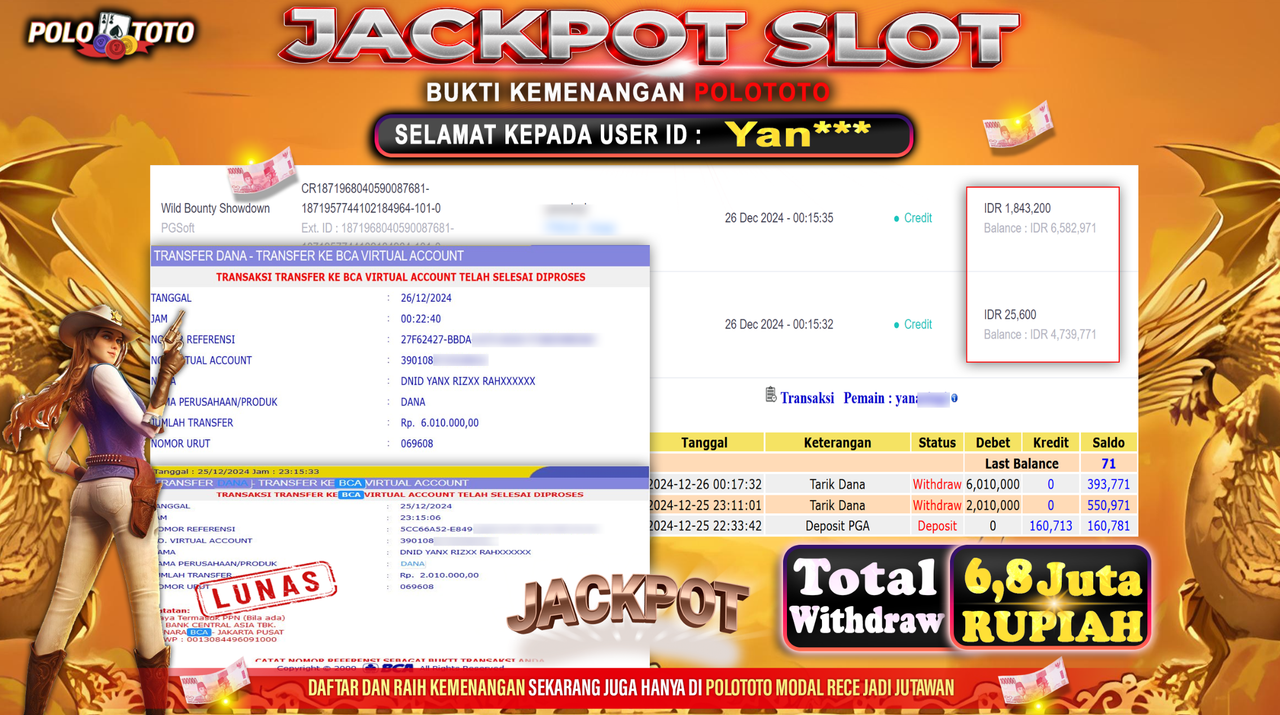 POLOTOTO JACKPOT SLOT WILD BOUNTY Rp.6,020.000,-