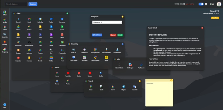 GDesk Screenshot Dark Mode
