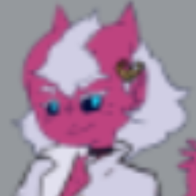 Low-res screengrab of a drawing of Quorra, a cute pink tiefling.