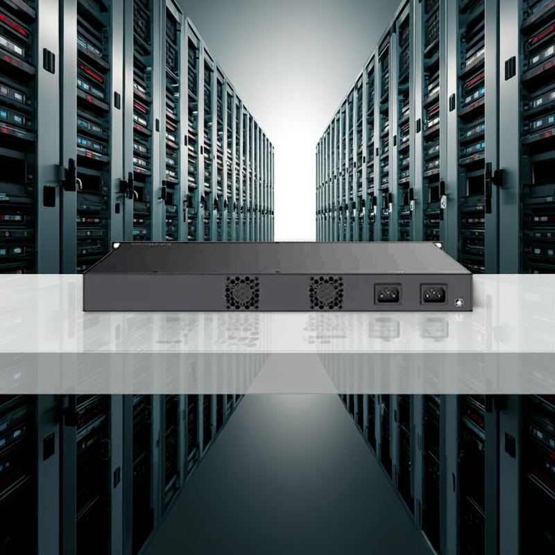 Switch Intelbras S3054G-B com visão frontal das 48 portas Gigabit e 6 portas SFP.