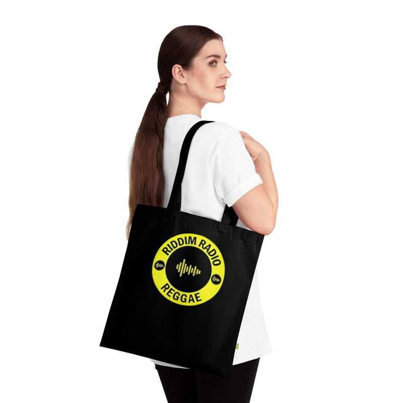 Reggae Riddim Radio Organic Tote — Black Canvas Music Logo Bag