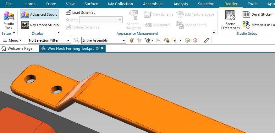 NX Assembly Part Shown in Black After Studio Task Render