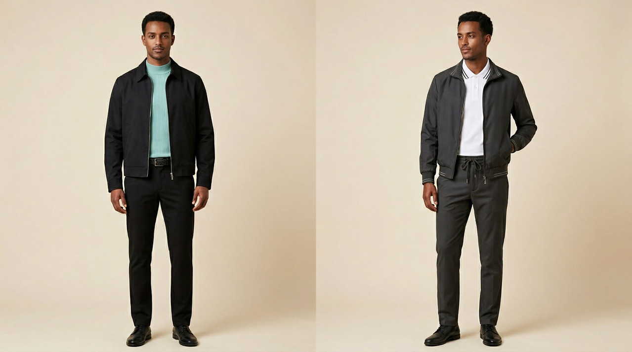 Stylish Ethiopian man in premium casual wear including fitted shirt and chinos