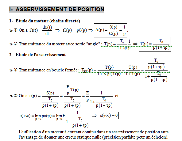 ASSERVISSEMENT D'UN SYSTÈME DU 2°ORDRE