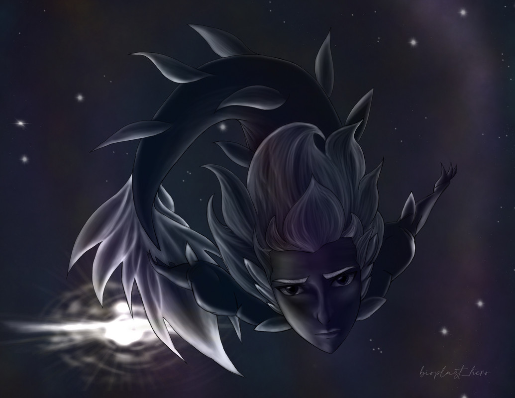 Mer Keith swimming in space