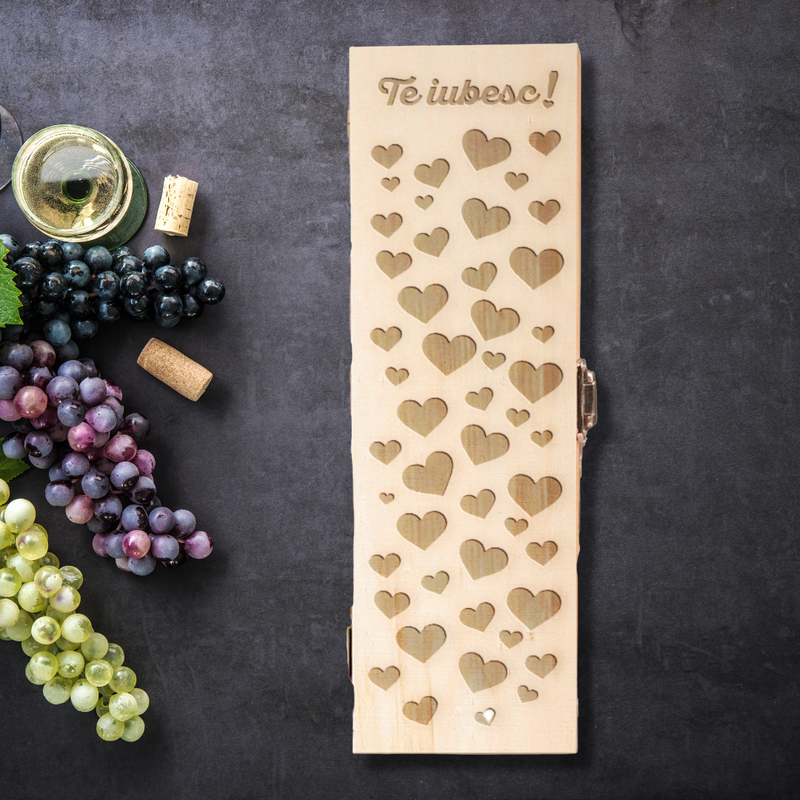 Cutie de vin gravată - Te iubesc