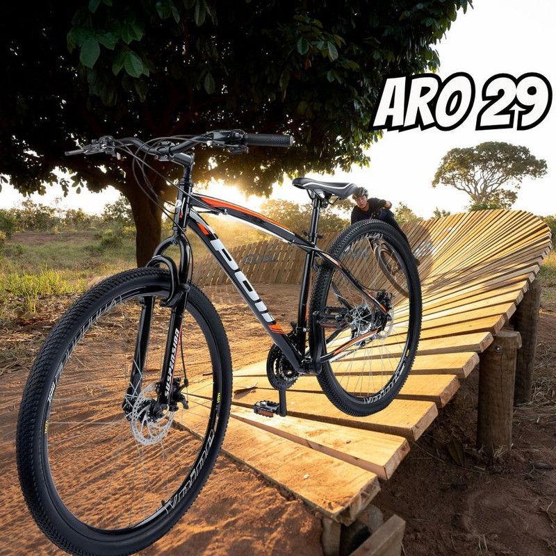 Bicicleta Aluminio Aro 29 Freio a Disco Polimet Unissex Preto