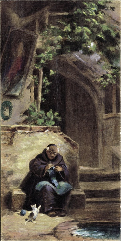 Carl-Spitzweg-Knitting-Monk-Meister-Drucke-237652