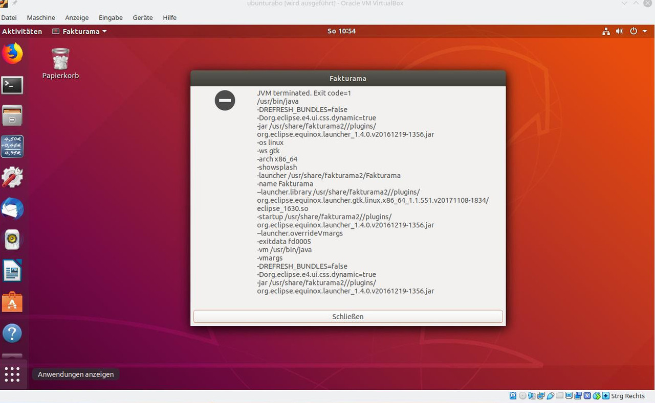 Ubuntu-18.04.1-Update-Fakturama-Error
