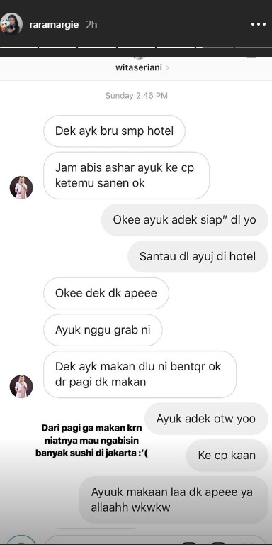 Instagram story Rara Margie