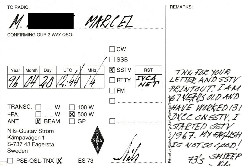 QSL de mon 1er QSO SSTV SM5-EEP-96-verso