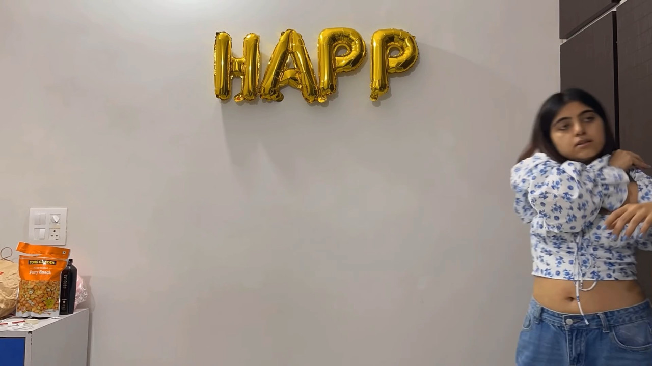 Cute Sexy Girl hot Navel and boobs in blue crop top and jeans mp4 snapshot 00 04 477