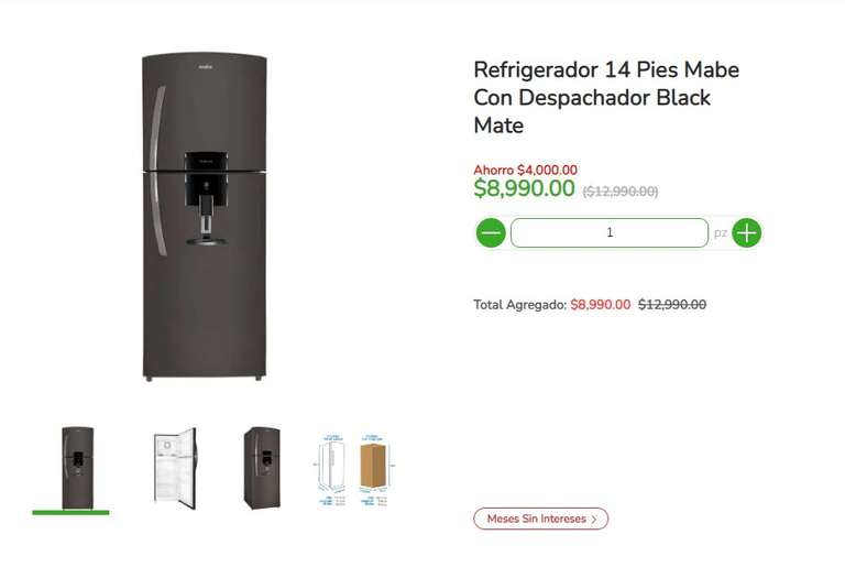 BODEGA AURRERA: Refrigerador 14 Pies Mabe Con Despachador Black Mate 
