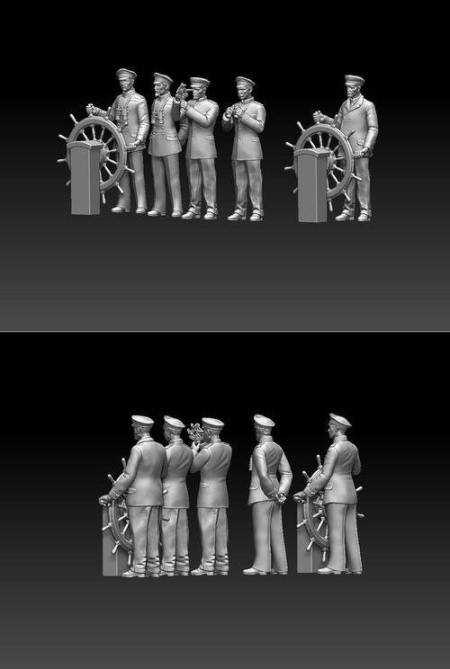 Captain and Offecers of Sailing Ship – 3D Print
