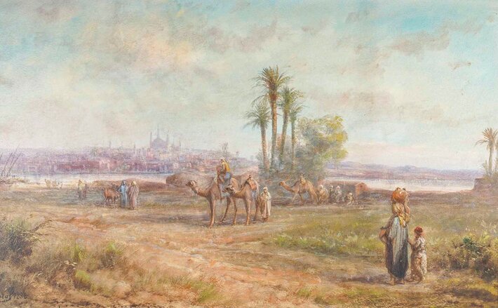 "Shahirazan, capitale éternelle de l'Orient", tableau d'Alfred Eleynor, 1947.