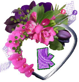 Corazón con Flores Violeta-Lila  K