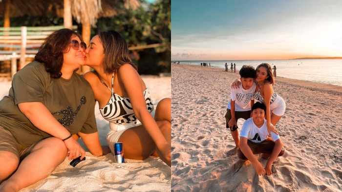 Potret cantik Marion Jola dan keluarga saat menikmati momen liburan ke pantai di kampung halamannya di Kupang, Nusa Tenggara timur.