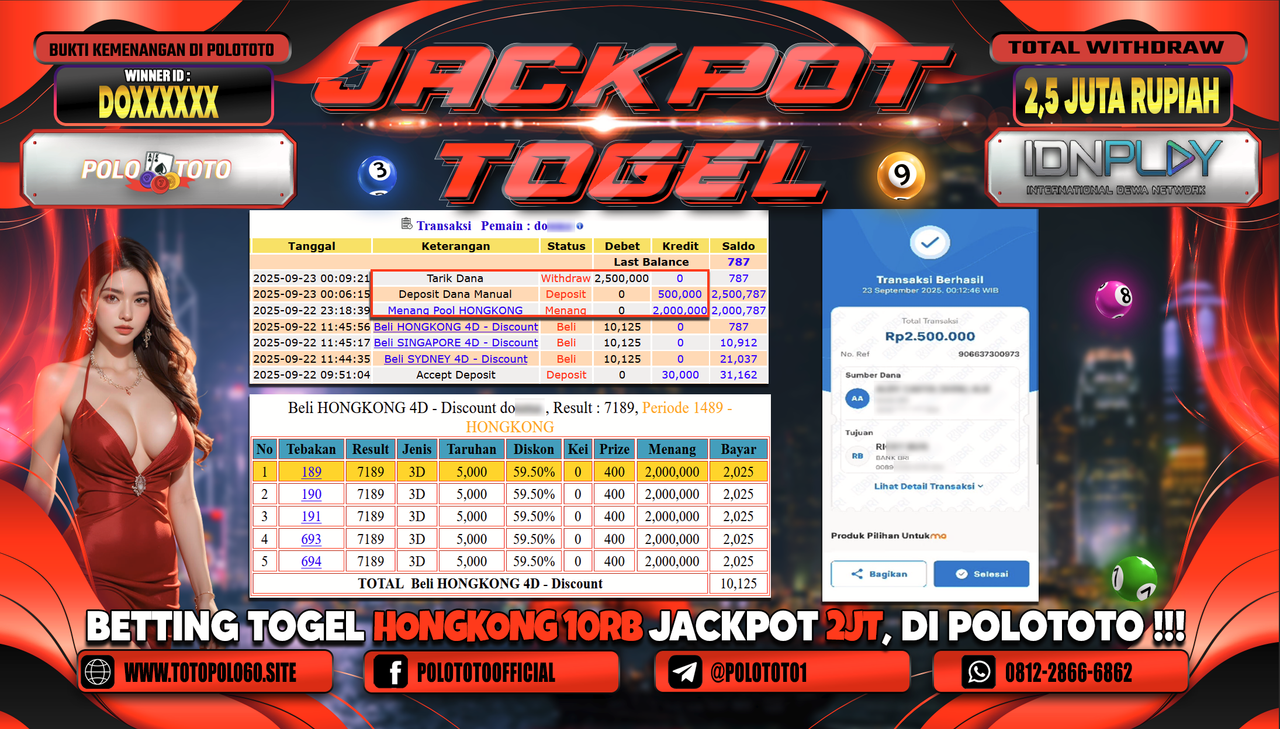 POLOTOTO JACKPOT TOGEL HONGKONG LOTTO Rp.2.500.000,-