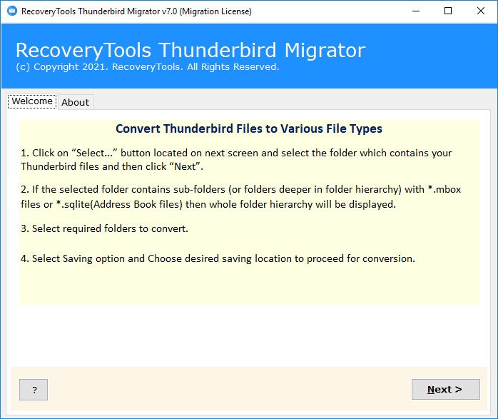 RecoveryTools Thunderbird Migrator 7.3