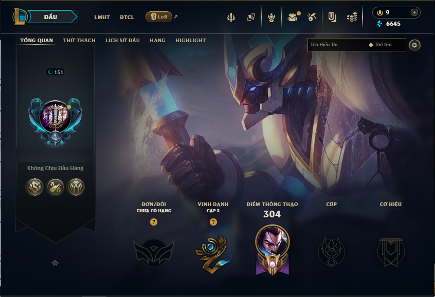 Acc LMHT # - Không Khung