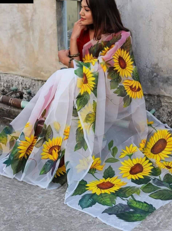 Hand Print Half Silk Sharee