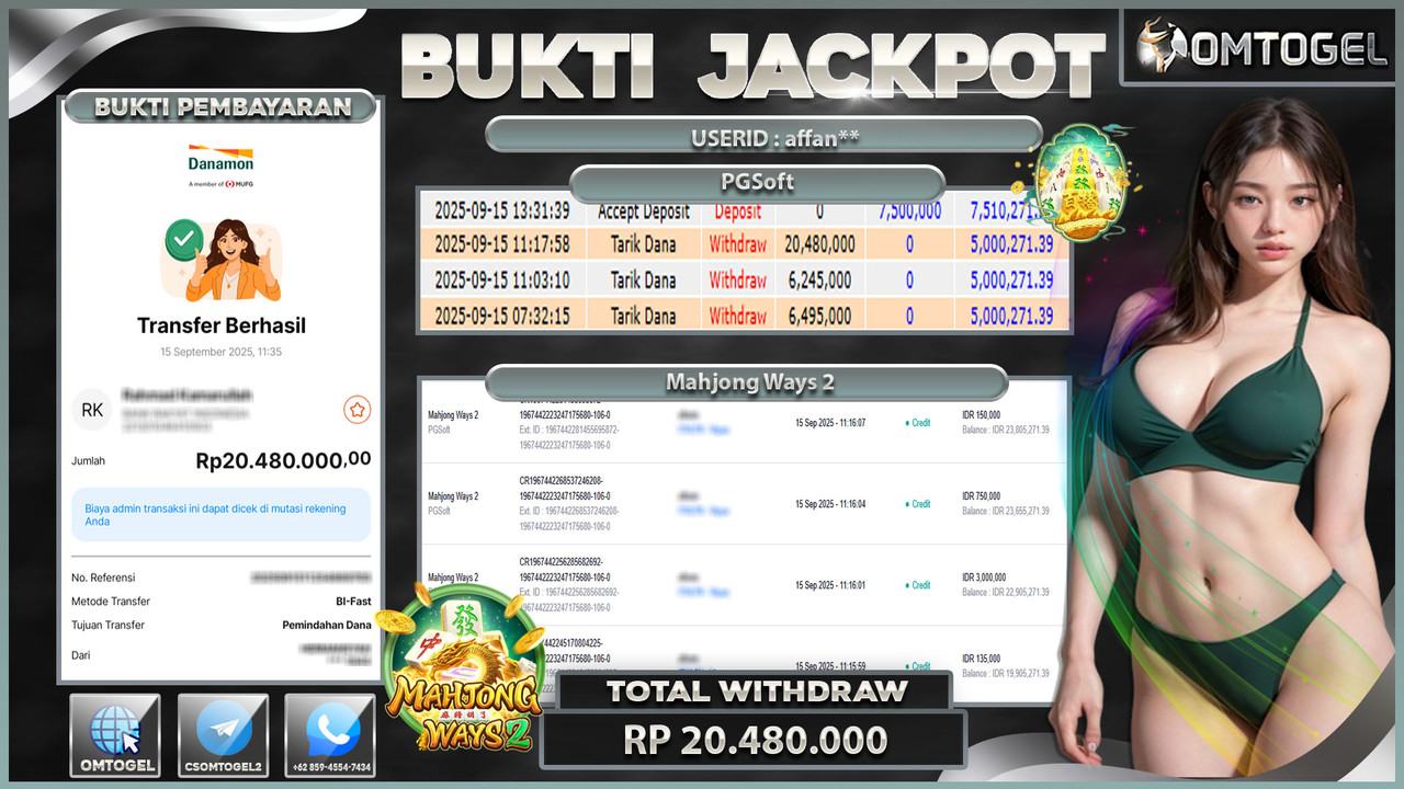 OMTOGEL JACKPOT PGSOFT MAHJONG WAYS 2 20 JUTA DI BAYAR LUNAS ,-