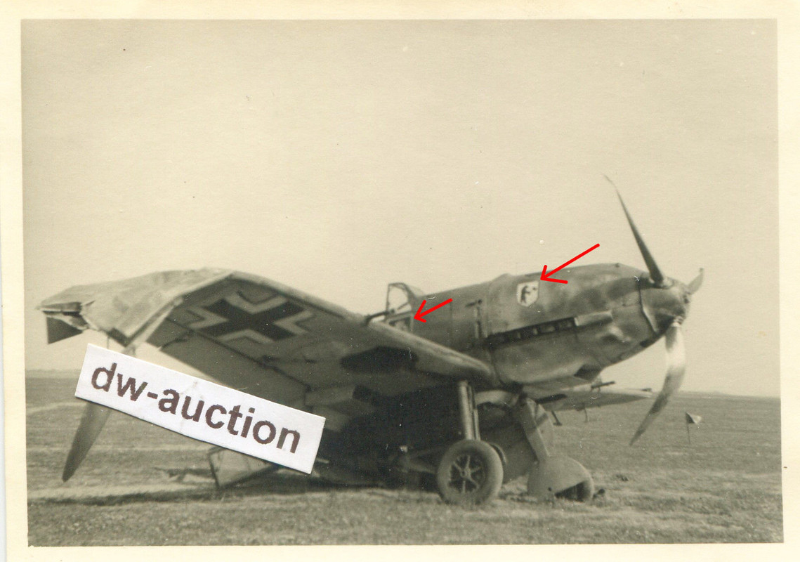 Polen , Bruch Jagdflugzeug Me 109 mit Staffelabzeichen in Berżni