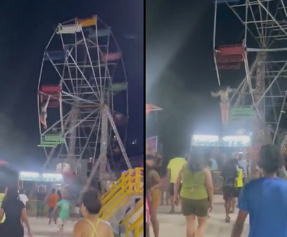 Joven cae de una rueda de la fortuna en Brasil tras fallar el seguro: video