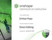 Onshape Direct Editing-certificate