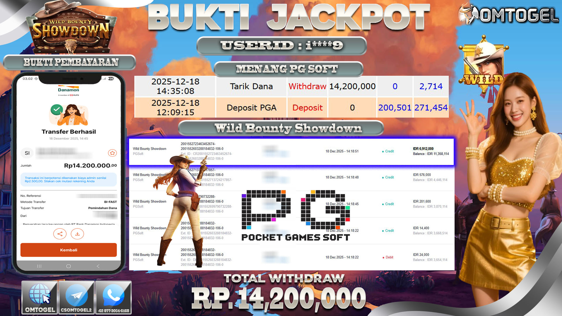 OMTOGEL JACKPOT PGSOFT WILD BOUNTY SHOWDOWN ,14 JUTA DI BAYAR LUNAS ,-