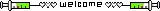 gif of two needles opposite of eachother divided by the word "Welcome" inject green into the word making it glow green