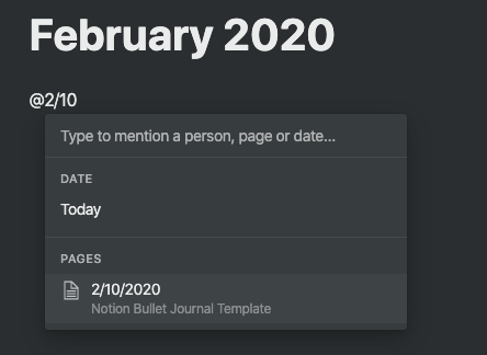 Bulet Journal Monthly Log in Notion