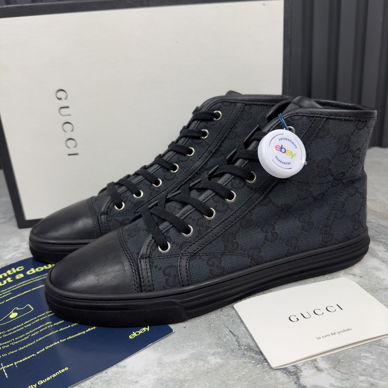GUCCI グッチ GG Canvas ハイトップ Sneakers スニーカー GUCCI high top sneakers GG canvas US 10.5 navy Used | eBay