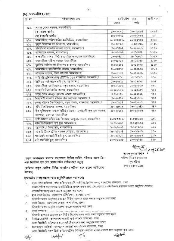 45th BCS Seat Plan