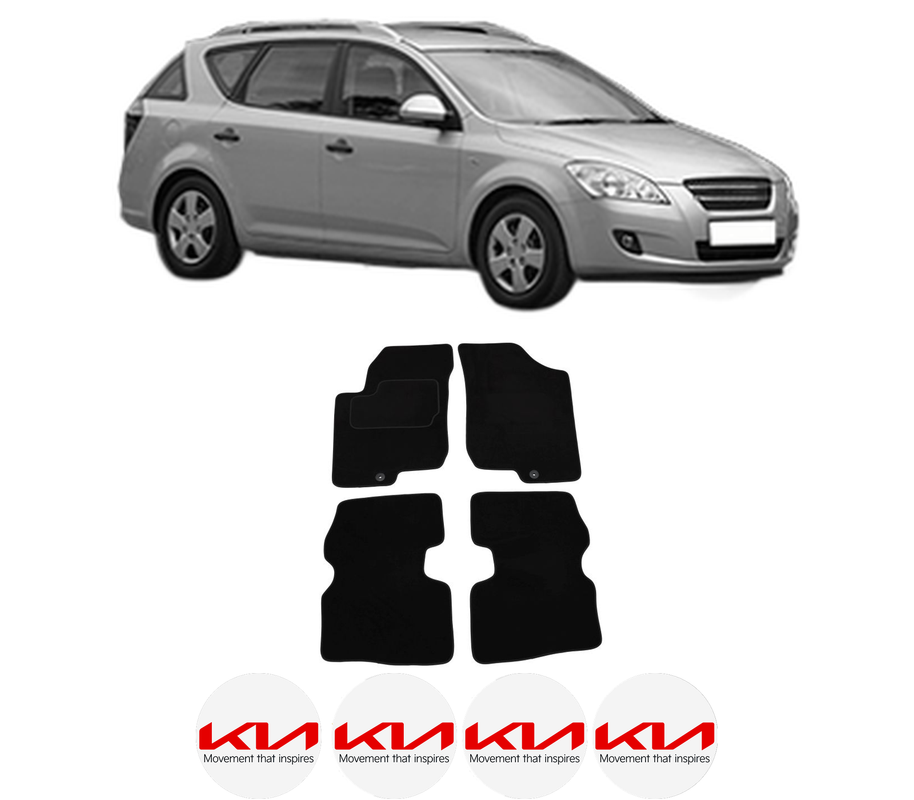 Set Covorase Presuri KIA CEE'D SW (ED) din 2007-2012, Auto, Material Textil Mocheta, 4 Stickere auto cu KIA