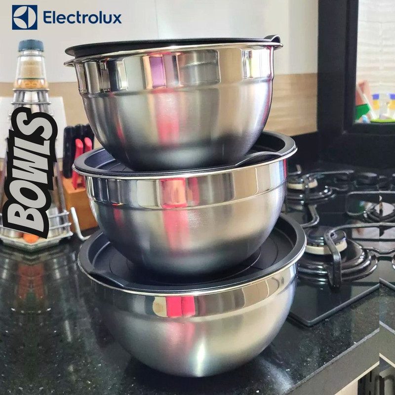 Conjunto Bowls Tigelas Inox Com Tampa Plástica – Electrolux