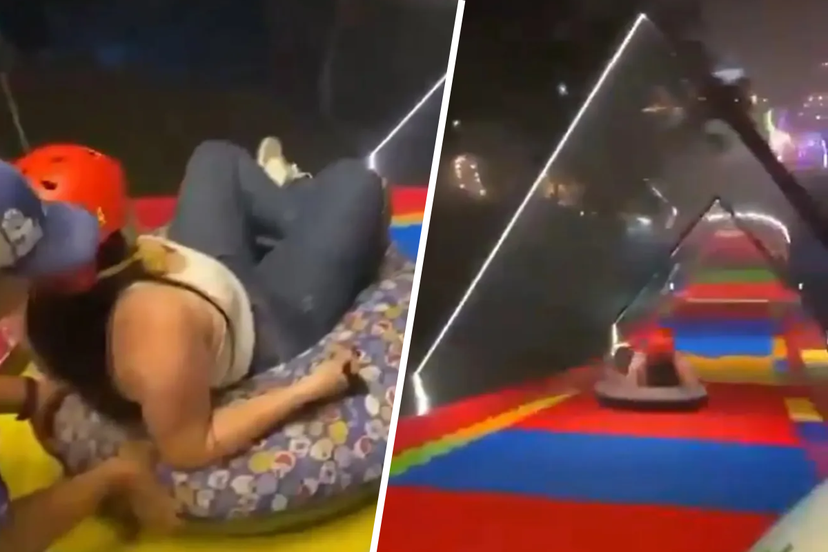 Horrifying video captures moment 28YO mom is tragically pushed down slide after being told 'don't be scared'