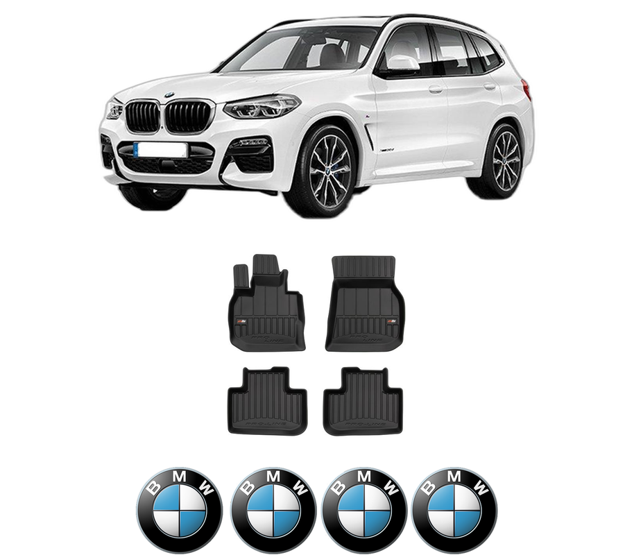 Set covorase presuri BMW Seria X3 Van (G01) din 2017-2019, auto, din cauciuc thermoplastic, 4 Stickere auto cu BMW Seria
