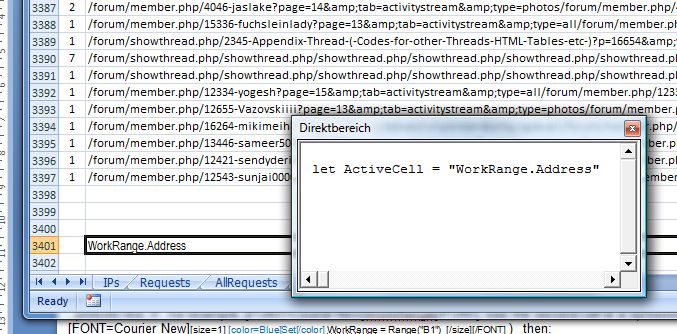 ActiveCell = WorkRange Address