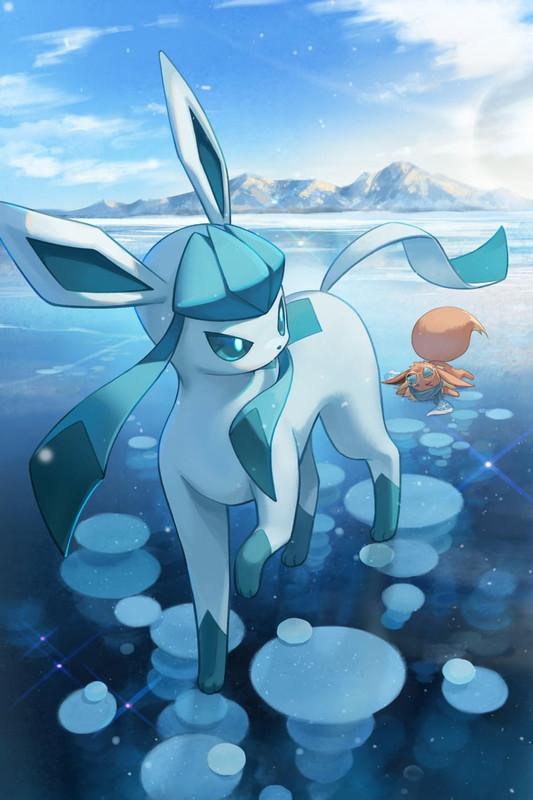 eevee-and-glaceon-pokemon-drawn-by-shine