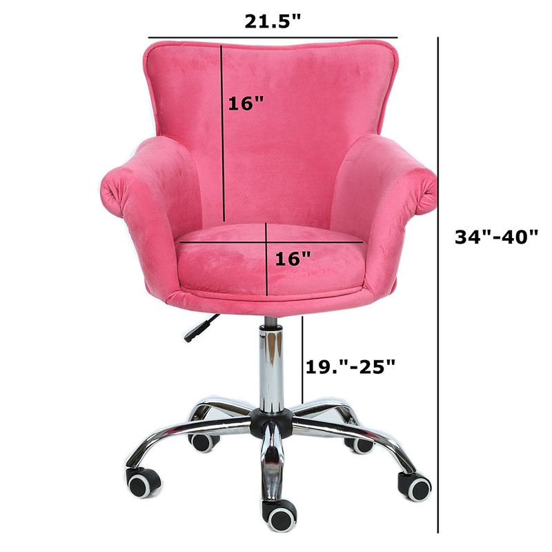 Furniturer Kids Desk Chair Pink Mid Back Height Adjustable Teens