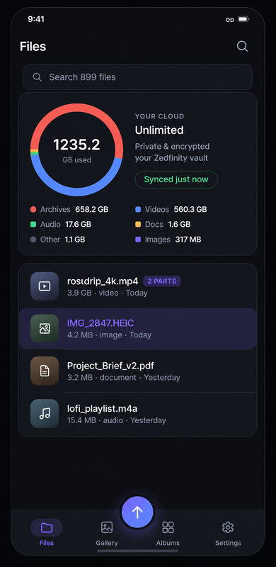 ZEDFINITY Android home