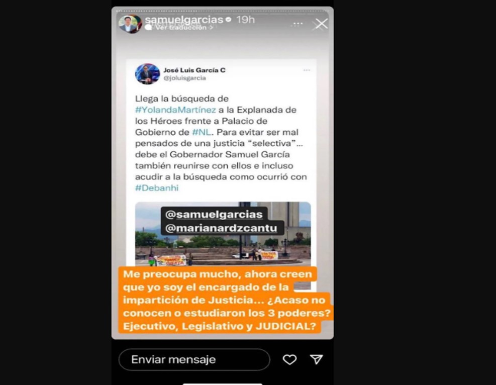 Samuel García responde enojado a petición ante desaparición de mujeres