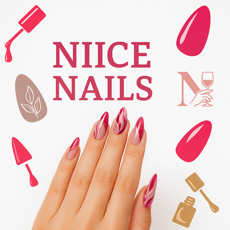 Niice Nails logo with champagne design