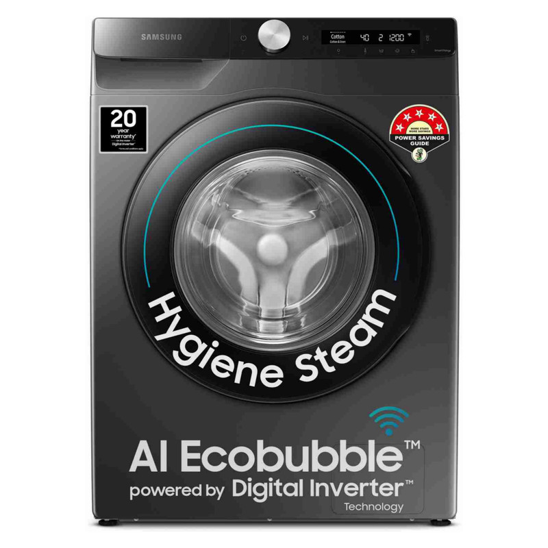 SAMSUNG 8 kg Fully Automatic Front Load with In-built
Heater Black, Grey (WW80T504DAX1TL)