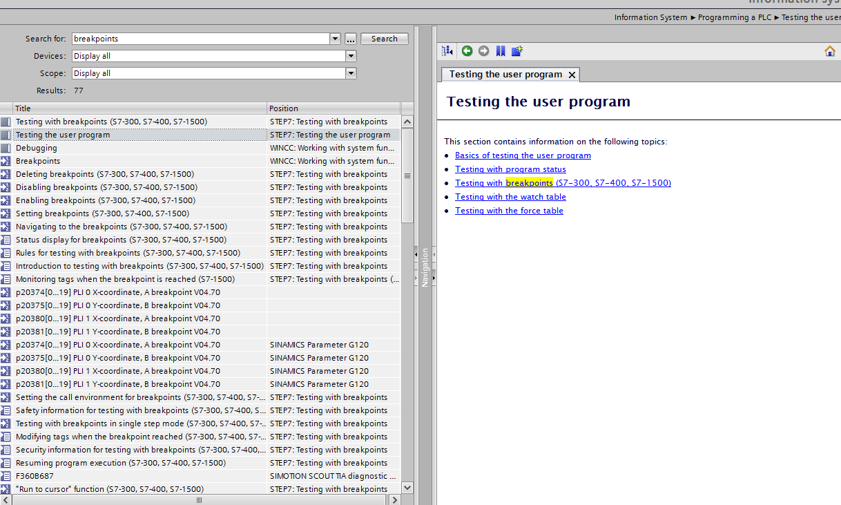 Breakpoints in Tia portal V15.1 Breakpoints in Tia portal V15.1