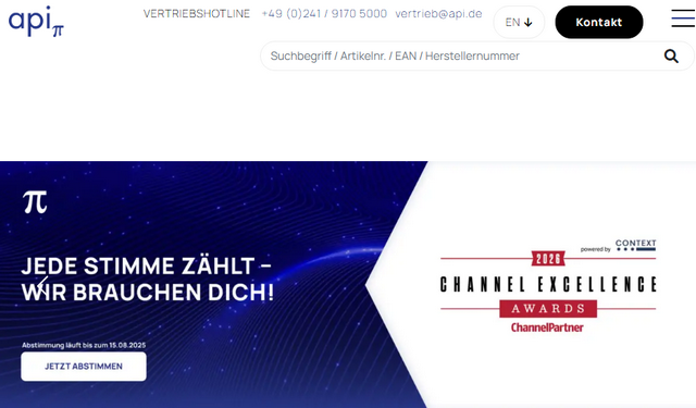 Webseite der api GmbH
