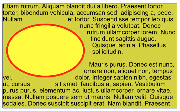 Texte autour d'une forme