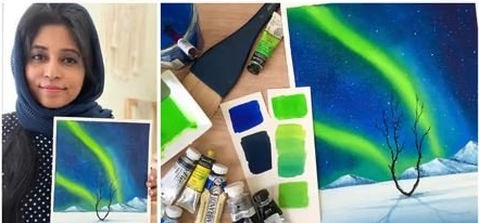 Dance with your Brush : Learn to Paint a Stunning Northern Lights with Watercolor